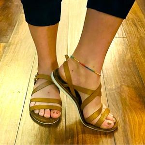 1st Kiss Strappy Camel Brown Sandals Size 8